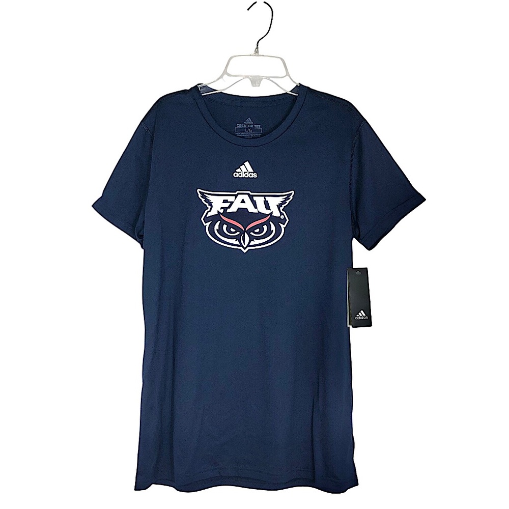 Adidas Florida Atlantic (FAU) Owl Navy Women’s Short Sleeve Stretchy T-shirt‎ L